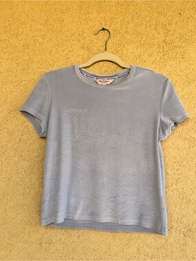 Juicy Couture Rhinestone Blue Velour Sleepwear Shirt Size Medium
